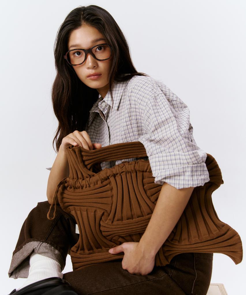 Pleatsmama Big Bow Bag Camel