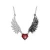 Élégant Collier Pendentif Cœur Aile Noir Gothique Chaîne de Cou Pour Femmes Hommes Romance Bijoux Sombre Cadeau