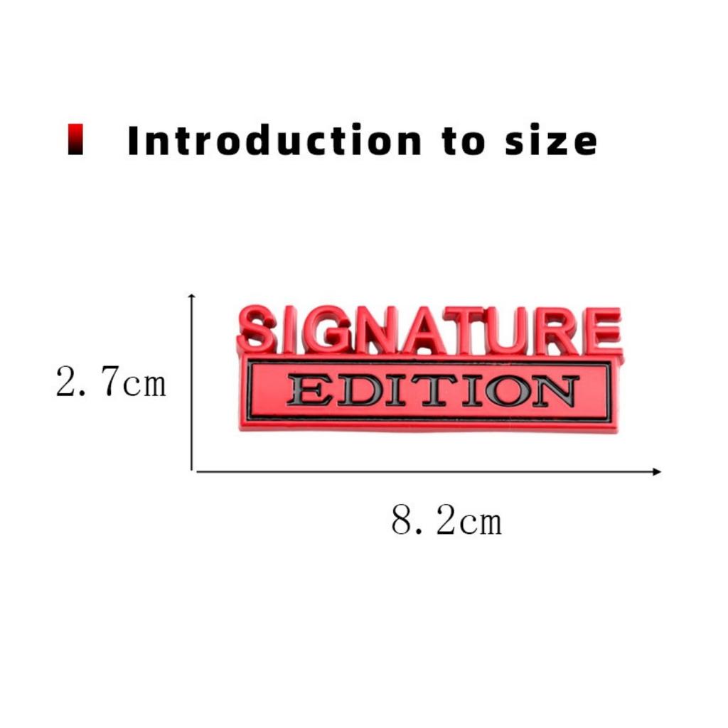 1Pc 3D Metal SIGNATURE Edition Logo Car Front Grille Badge Side Fender Rear Trunk Emblem Sticker Decal