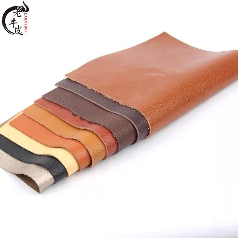 Cuero genuino, patrón de lichi coloreado, cuero de vaca de capa superior, bolsa de cuero hecha a mano para bricolaje de 1,5 mm, tarjetero, leat de cojín de mesa