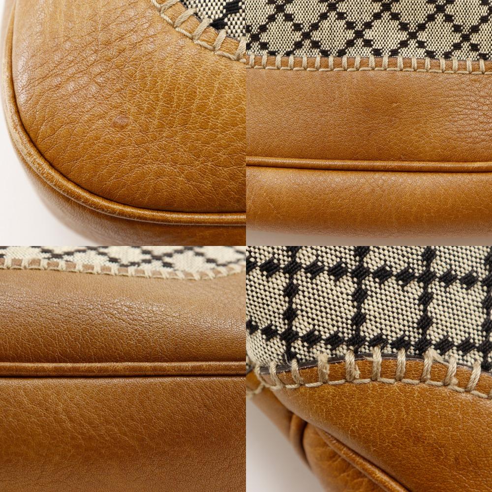 Gucci New Jackie Handbag 246907 Diamante Bamboo Fringe Brown Canvas Women Used