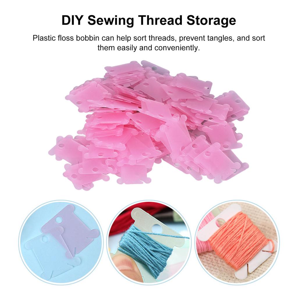 200Pcs Plastic Floss Bobbin Sorting Storage Function Butiful Practical Household Sewing Thrd Storage