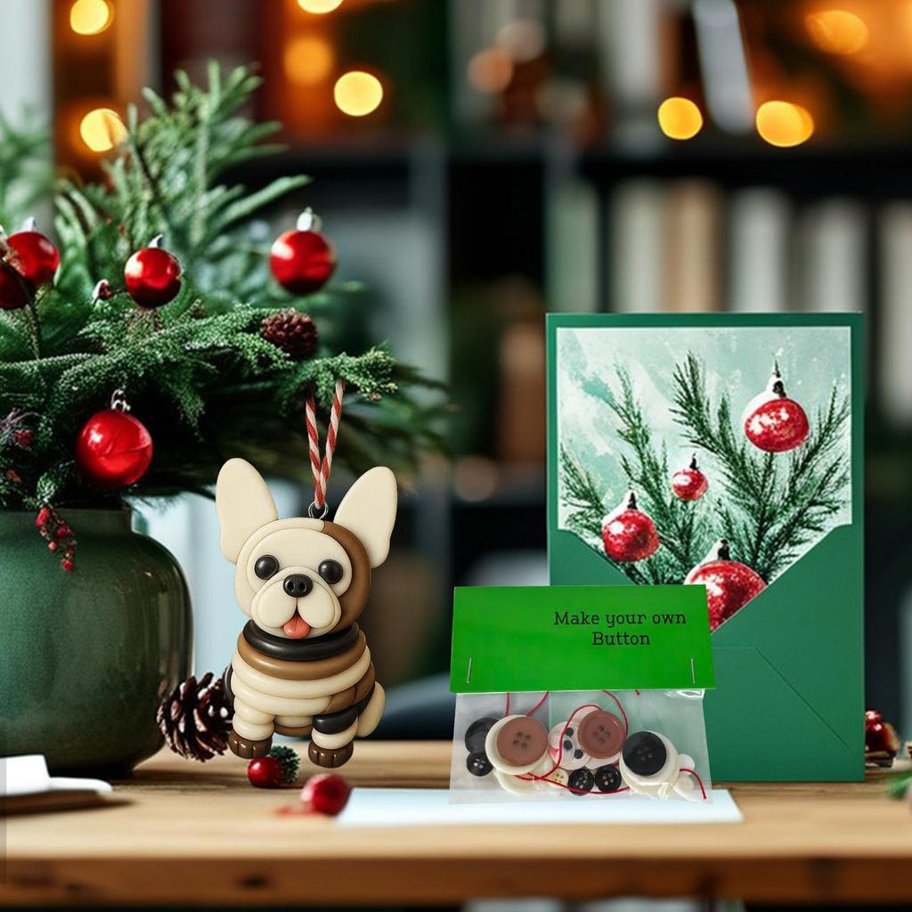 Christmas Ornament Making Kit Decorative Dog Figurine Button Ornament Set Christmas tree Pendant decoration ornaments Gifts