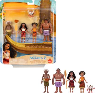 Mattel Disney Moana 2 Canoe Crew Playset with 5 Small 3 Signature Outfits Inspired by the Movie Toy Moana's Figures, & Accessories,