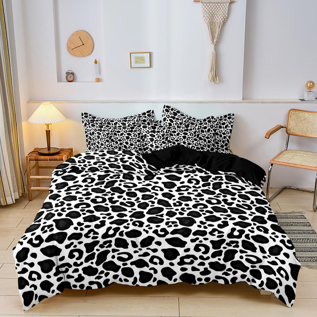 3pcs Dark Leopard Print Fashion Duvet Cover Set1Duvet Cover + 2 Pillowwases High-Definition Printed LuxuryBedding Set