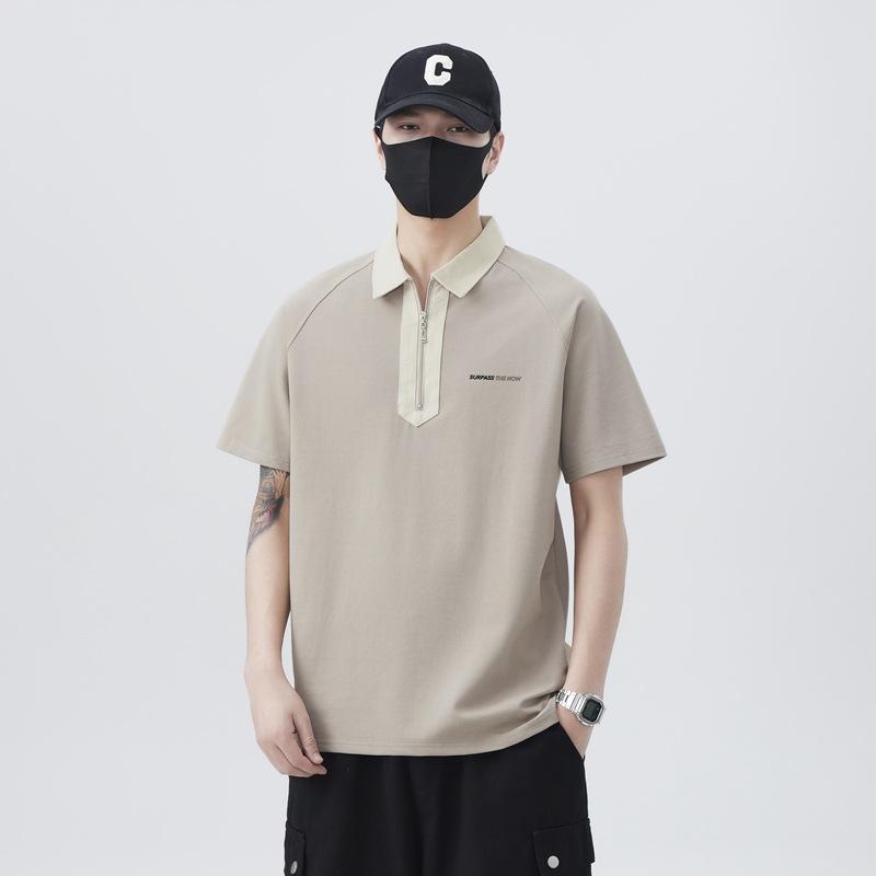 New Summer Men's Short Half-zipper Short-sleeved T-shirt Lapel POLO Shirt