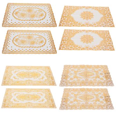 2PCS 30cmx45cm PVC Mesa Mat Ouro Placemats Copo Coaster Pad Cozinha Decoração de Casamento