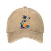 Tropical Airplane Palm Silhouette Es  New Vintage Washed Cotton Baseball Cap Sun Hats