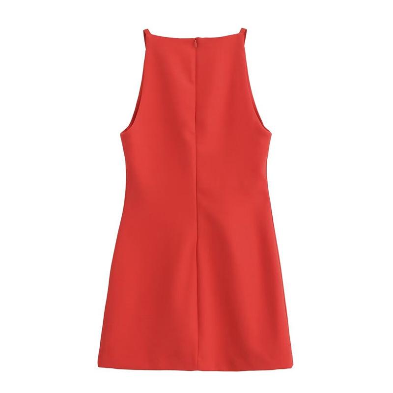 Women's French Fashion Slim Fit Straight Neck Sleeveless Dress