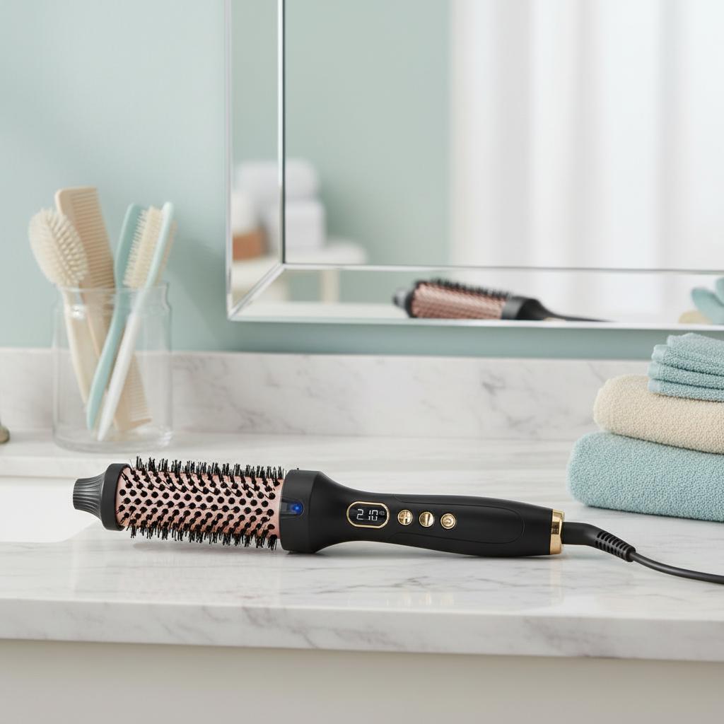 New Design Small Size Hot Comb Negative Ion Single Thermal Brush Heated Round Straightening Brush for Hair Curler