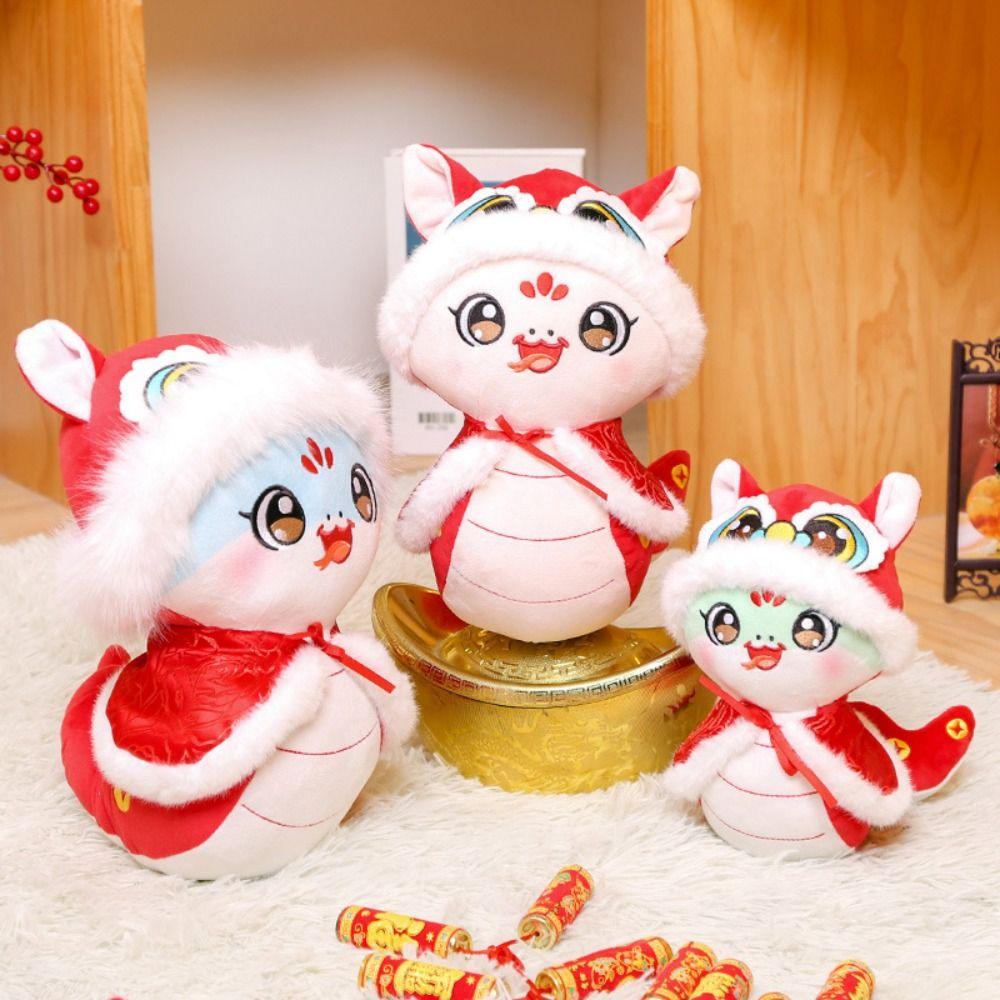 Funny Lucky Snake Plush Doll Big Eyes Stuffed Animal Doll Adorable Snake Year Plush Toy  Home Decor