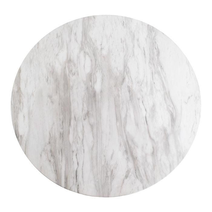 Bologna Coffee Table Ø70 Cm Marble Look, Black Legs, White.