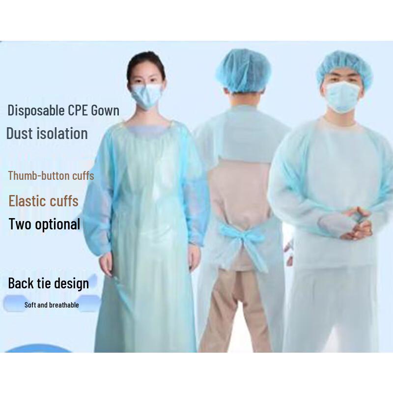 Одноразовый синий изоляционный халат из CPE