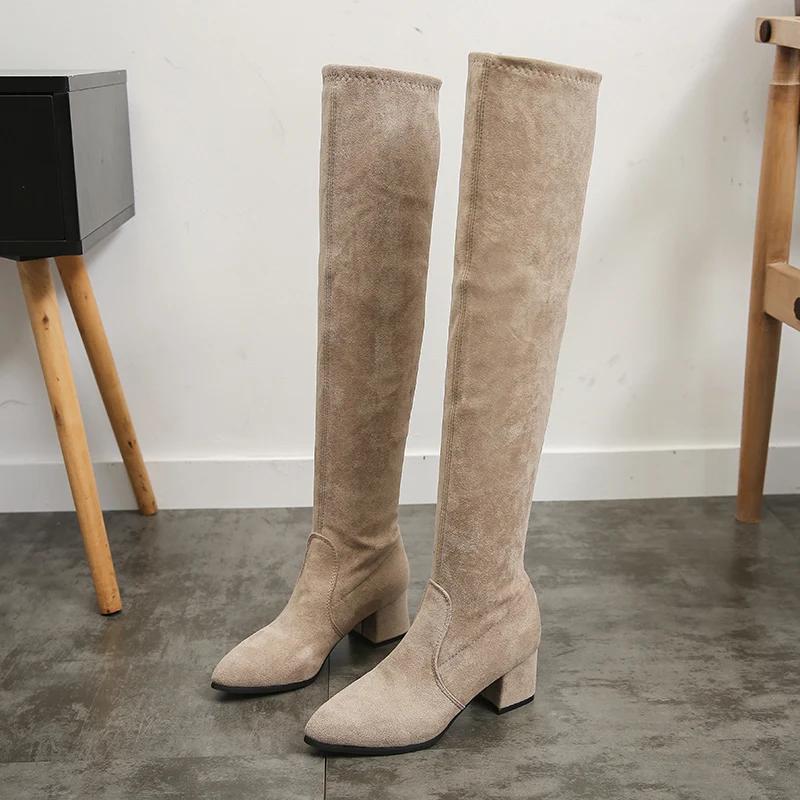Botas de Moda Hasta el Muslo para Mujer 2025 Bota de Moda de Invierno Nuevas Botas por Encima de la Rodilla Zapatos de Mujer Tacones Altos Sexys Botas Rojas Cálidas de Piel Botas Negras