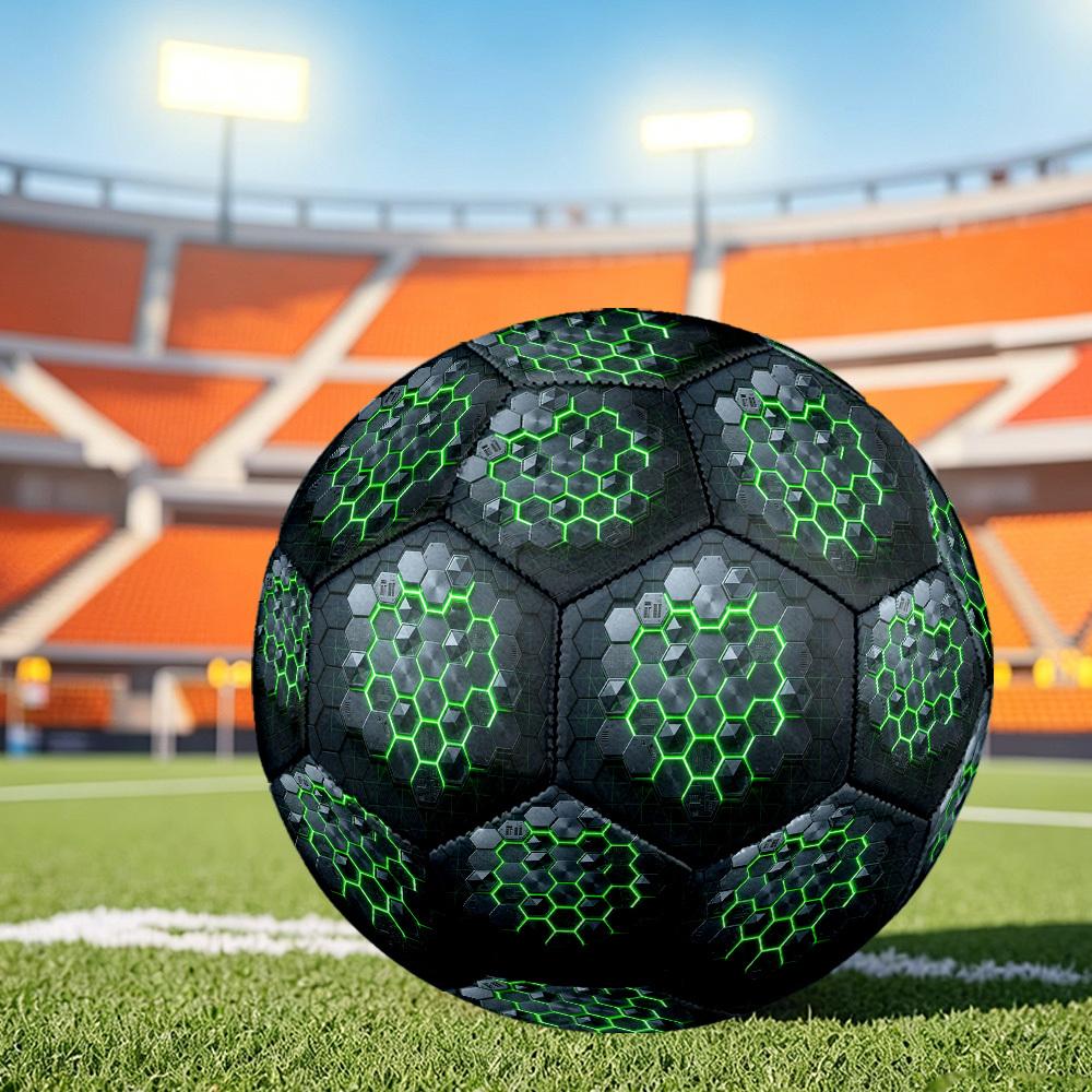 1pc Hexagonal Grid Network Themed Soccer Ball, Size 5, Lightweight PVC Material, Outdoor Training Soccer Ball Gift. q62260