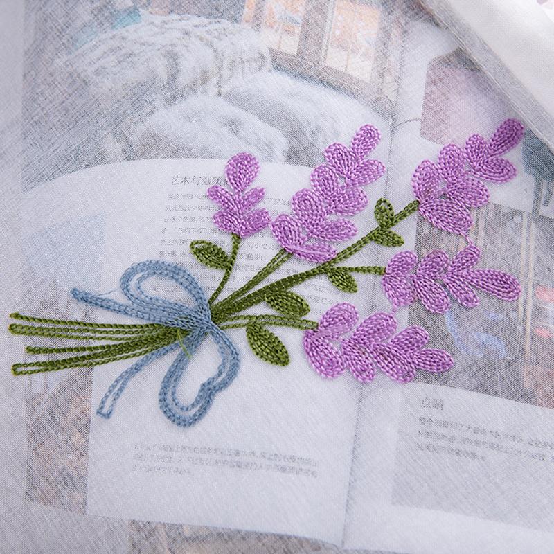 Pastoral Style Flower Embroidery Short Curtain Drapery Bedroom Window Panel Sheer Korean Fresh Half-Curtain Cafe Decor 100x50cm