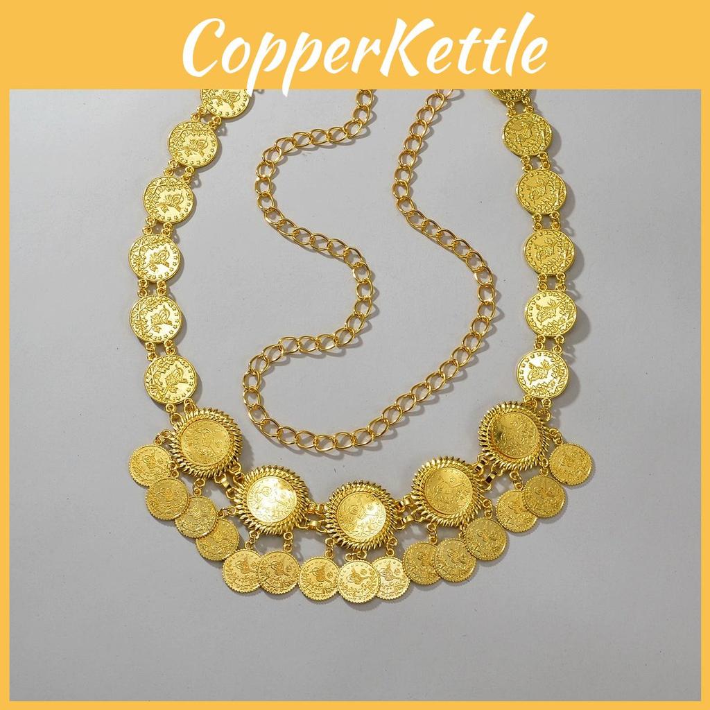 East Middle Stylish Gold Metal Coin Tassel Waist Chain For Women Fashion Summer