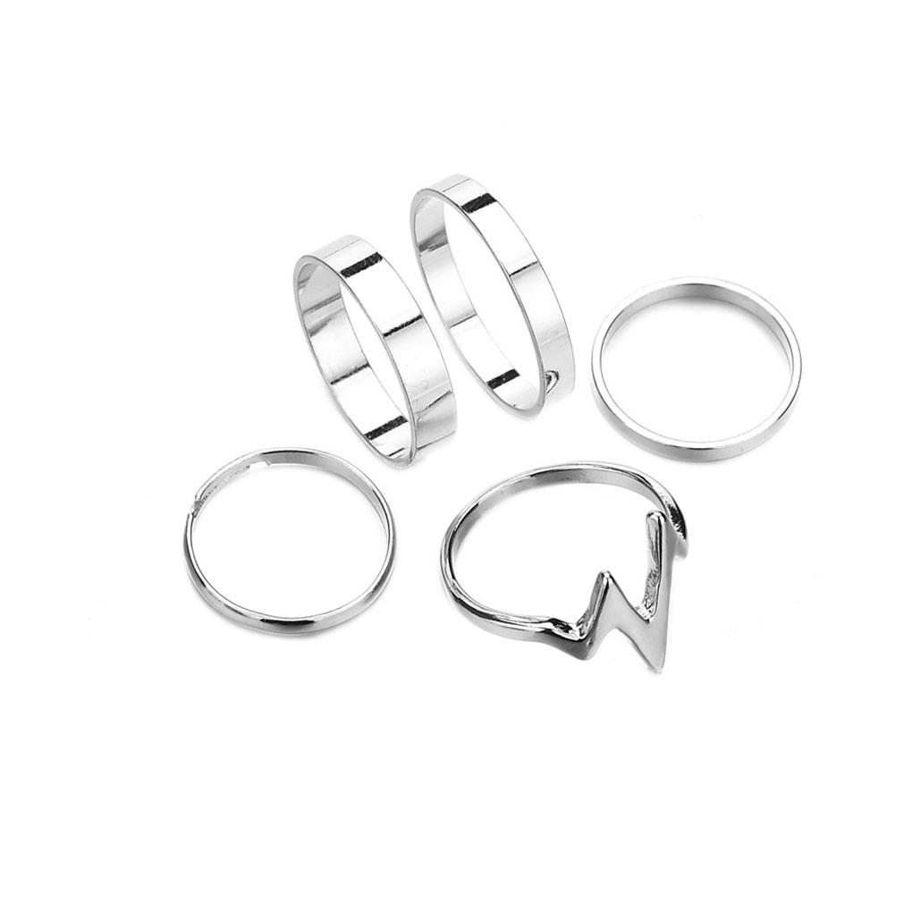 

5PCS/Set Simple Style Punk Bohemian Women Joints Rings Set Golden Silver Party Girl Gift Jewelry серебряный