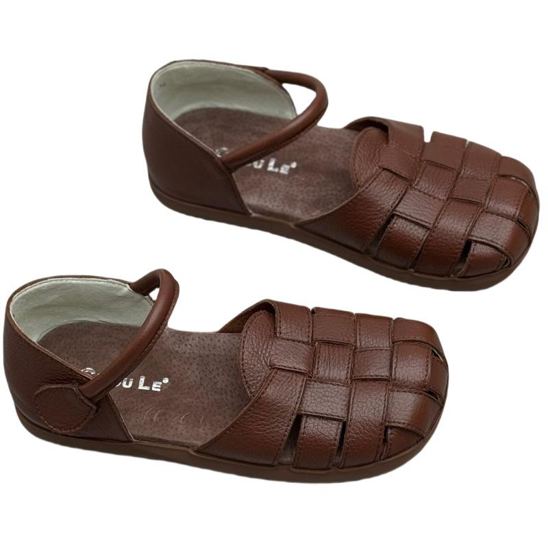 Genuine Leather Summer Women's Shoes Ultra-soft Soles Soft Tops Low-heeled Shoes Casual Women's Cowhide Sandals