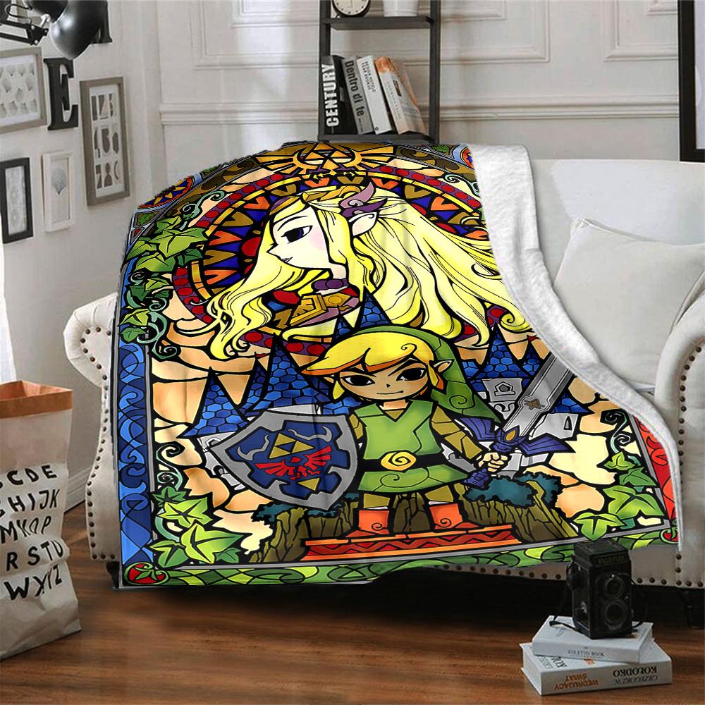 1pc Links Epic Adventure Hyrule Flannel Blanket for Super Soft Cute Comfort Blanket for Travel Bedding Couch Sofa Blanket Y82550