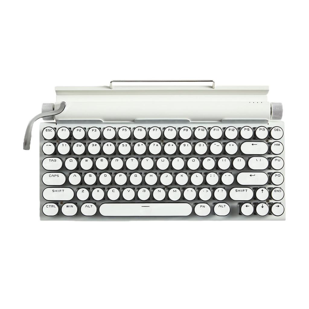Retro RGB Backlit Punk Mechanical Keyboard with Dual-Mode Wired & Bluetooth, Electroplated Round Keys for Gaming & Office Use - In Stock