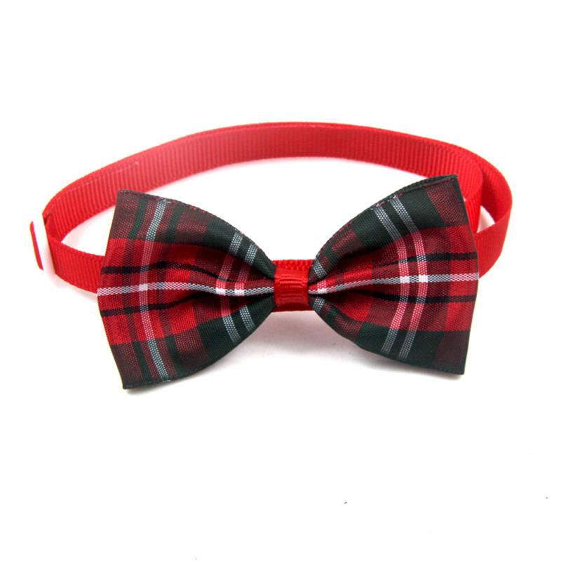 Cat Dog Collar Plaid Bow Tie Adjustable Neck Strap Cat Dog Grooming Pet Accessories