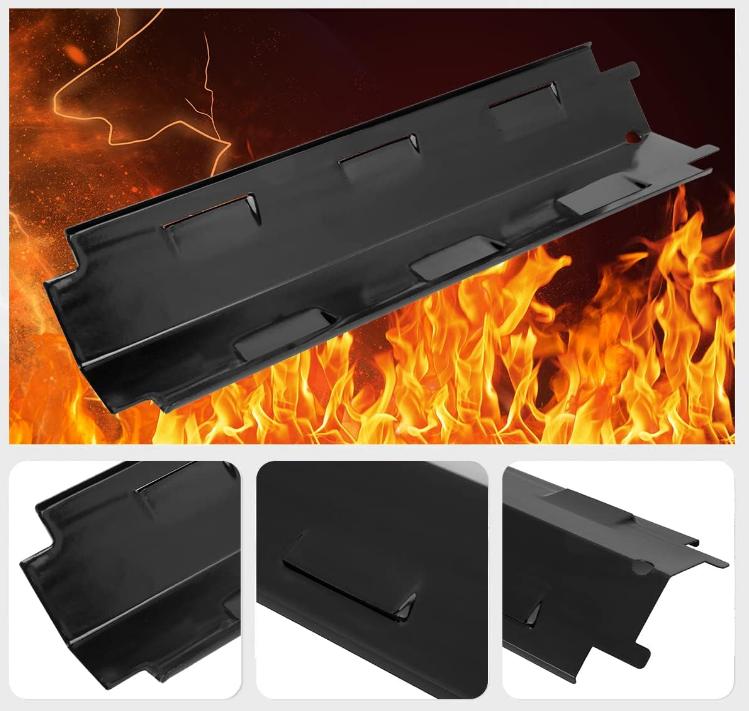 Set of 4 Burner Covers for Gas Grill, Stainless Steel, Aromatizer, 37.1x10.8cm