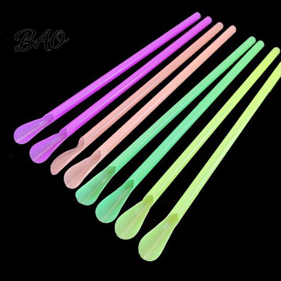 Pink Orange Yellow Green Straws 50/100Pcs Spoon Straw for Smoothie, 2 in 1 Disposable Smoothie Scoop with Spoon, Plastic Slush Milkshake Bubble