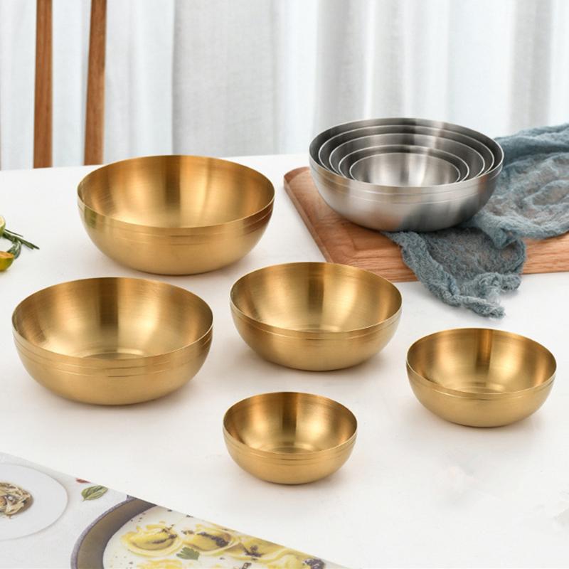 304 Edelstahl Ramen Reis Schüssel Küche Obst Salat Schalen Koreanische Metall Pickle Sauce Gericht Lebensmittel Container Haushalt Geschirr