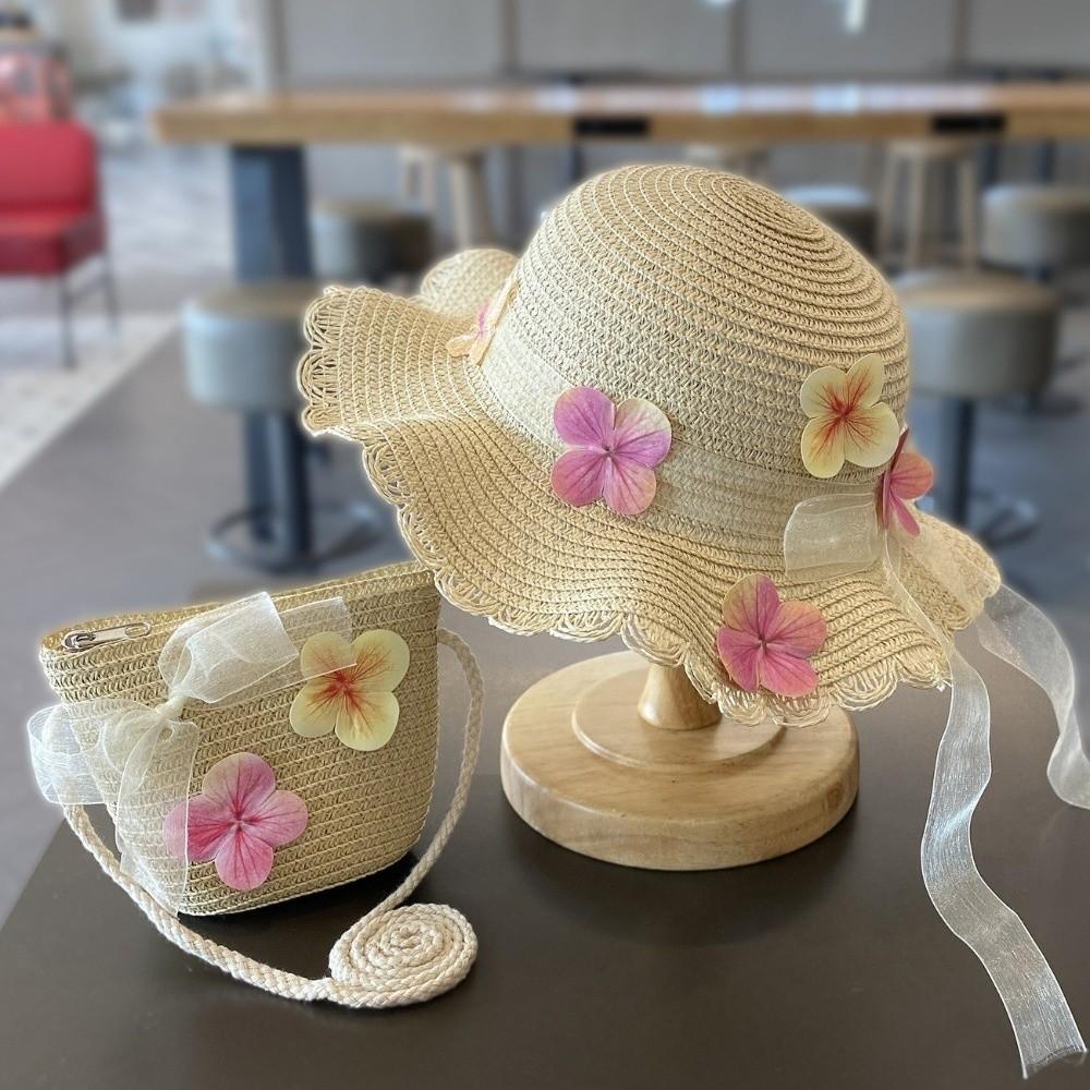 Butterfly Summer Children Beach Hats Lace Holiday Travel Beach Bags New Wide Brim Straw Hat