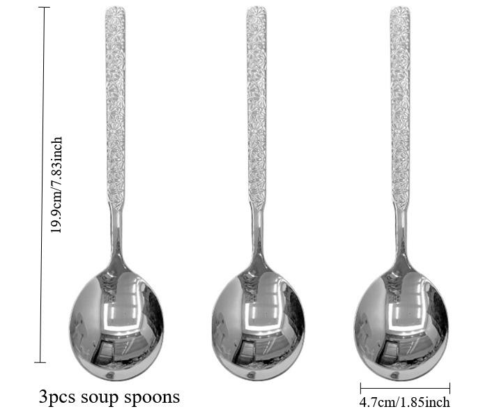 Small daisy eating spoon drinking 304 stainless steel thickened household long spoon drinking Congee spoon 3pcs