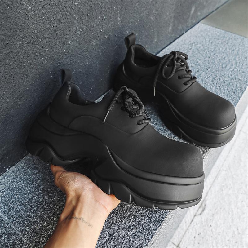 

Мужские черные британские туфли Daddy Shoes Yuantong Muffin на толстой подошве, универсальные матовые туфли премиум-класса 24242-J 38 чёрный