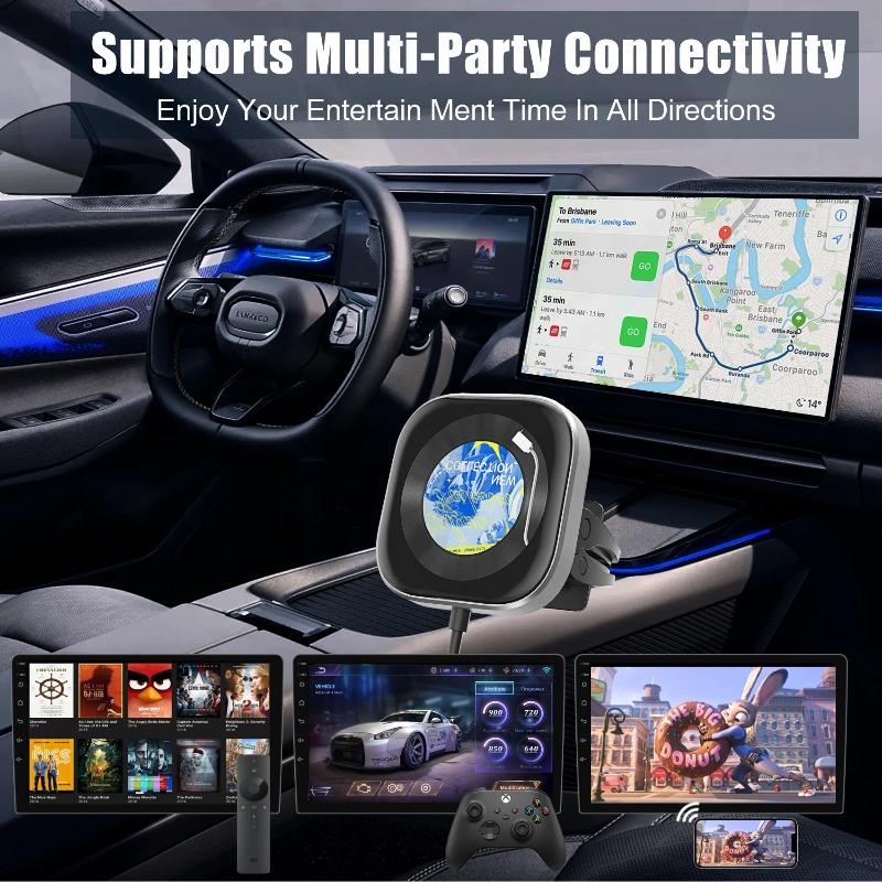 Wired To Wireless CarPlay Converter, Car Smart Connectivity and Entertainment System Adapter, Upgraded Air Freshener Clip