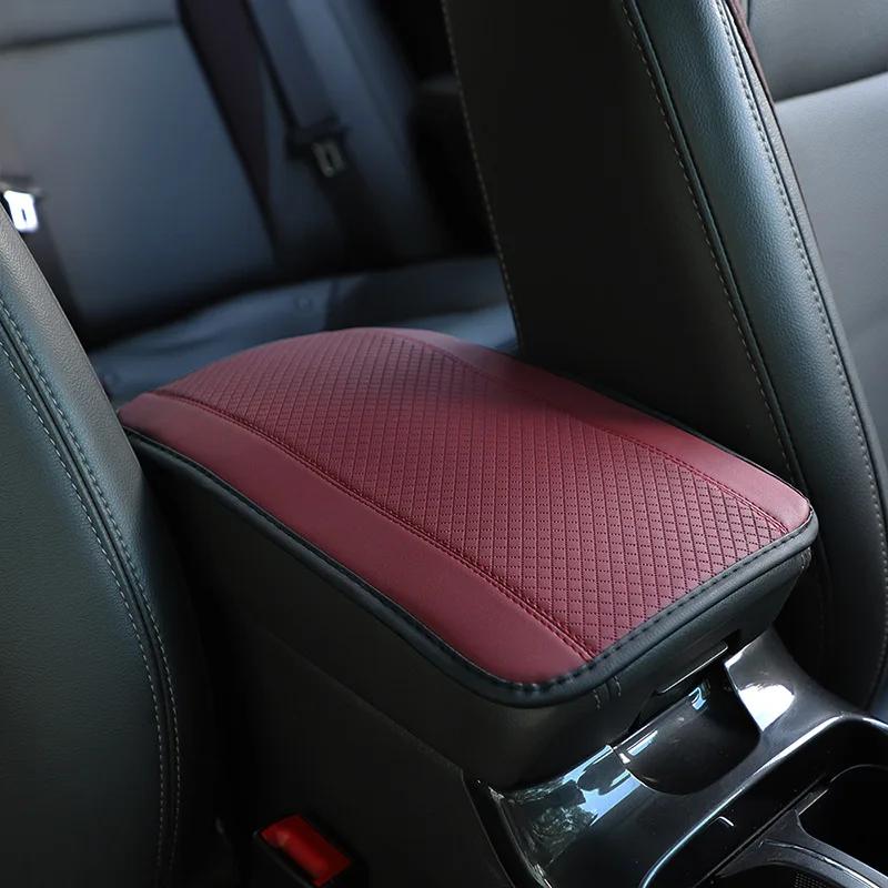 Car Armrest Box Pad Fiber Leather Embossed Double-line Non-slip Central Armrest Protect Cover Universal Auto Styling Accessories