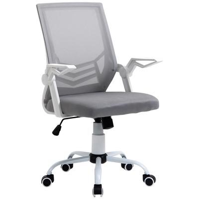 Ergonomic Office Chair Mesh Chair with Adjustable Height Folding Armrest Lumbar Support Breathable for Adolescents Adults 62.5x55x94-104 Cm Grey
