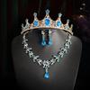 Retro Rhinestone Crown Headwear Three Piece Set Fashionable and Super Shiny Bride Headwear Set  Birthday Crown Necklace for Women
