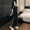 Fashionable Casual Suit for Women, Summer Sports, Age-reducing Temperament, Short-sleeved Wide-leg Pants Two-piece Set