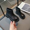 Leather Shoes for Children Girls Middle-aged and Older Children Rear Zipper Martin Short Boots Low Tube Single Shoes