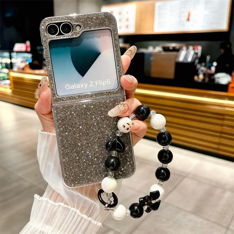 Tide Brand Glitter Is Suitable for Galaxy Samsung Zflip7 Mobile Phone Case Zflip5 Folding Screen Lanyard Anti-drop Protective Case