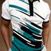 Fashionable Summer Printed Lapel Short Sleeved Pullover Casual Top Color Blocked Fashionable Men's Polo Shirt