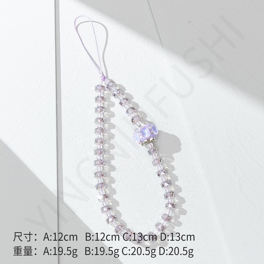 Mobile phone lanyard creative pink beaded glass chain Mobile phone case lanyard accessories Short women's mobile phone decorative chain