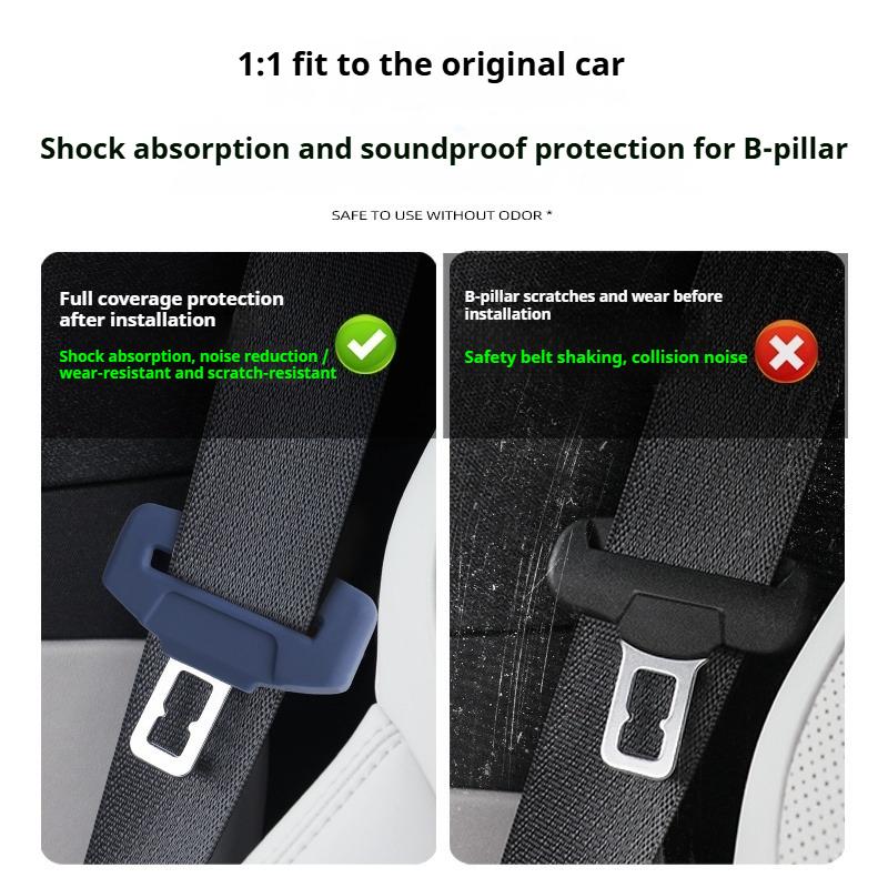 5PCS Car Seatbelt Buckle Cover Soft Silicone Anti-scratch Protector Safety Belt Buckle Guard Universal Car Clip Protection Cover