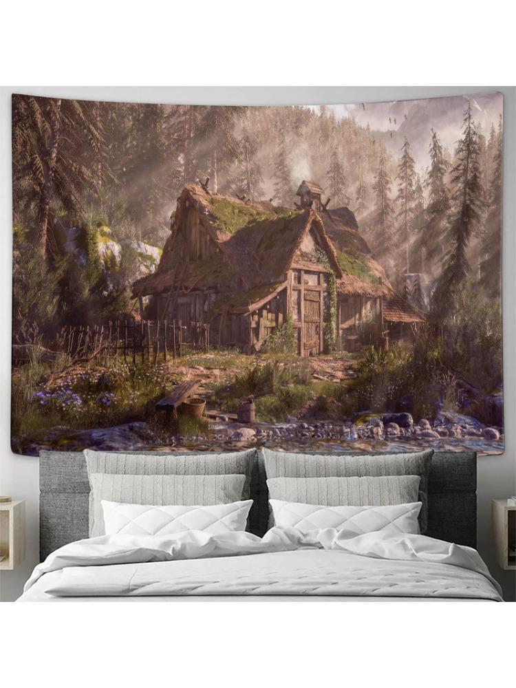 

Elegant Forest Cottage Tapestry Rustic Wall Art for Bedroom Living Room 74x94cm(29x37in)
