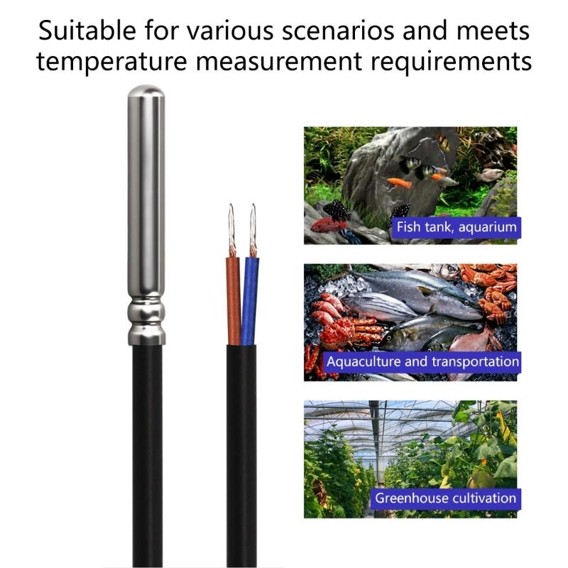 Accurate Waterproof Temperature Sensors Probe Featuring Thermistor and Silicone Cable Universal for Aquarium Use