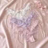 Mesh Ruffle Floral Bowknot Panties Bow Ribbon Underpants Lace Flower Transparent Briefs  Lady
