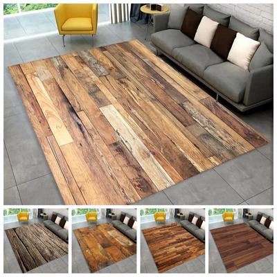 3D Wood Grain Retro Large Area Rug for Home Living Room Kids Bedroom Carpet Sofa Doormat Decorative Kitchen Non-slip Floor Mat