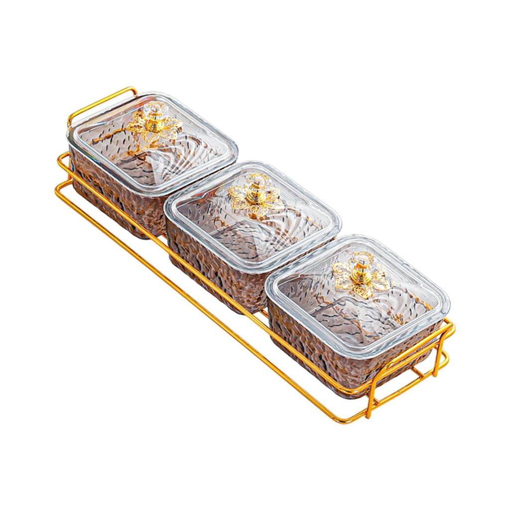 Divided Serving Dishes Divided Fruit Tray Platter Wedding Nuts Plate Dried Fruit Tray with Lid for Candy Fruit Appetizer Nut