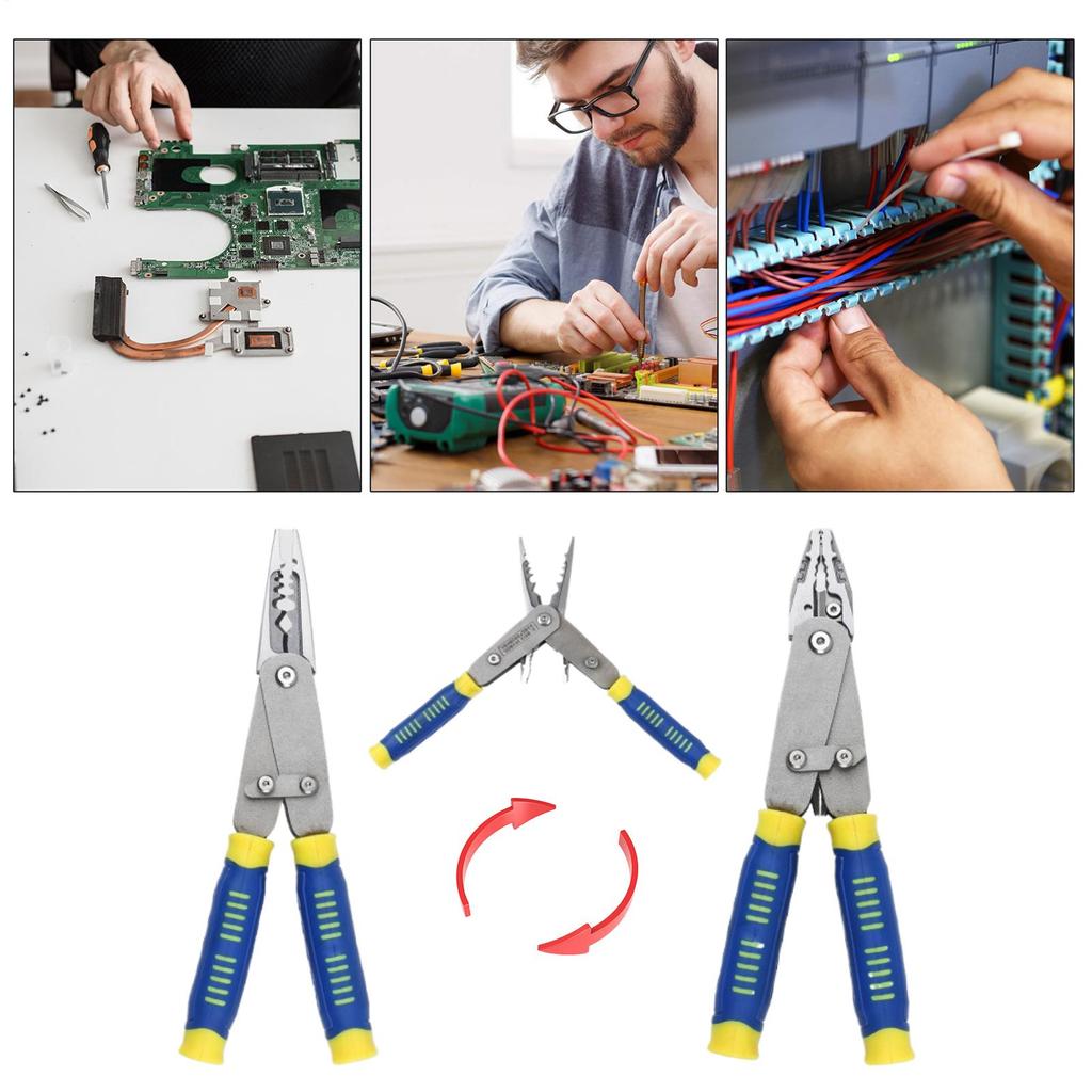 Multi-Function Wire Stripping Tool Adjustable Wire Crimping Pliers Foldable Multifunctional Electrician Equipment for Cutting