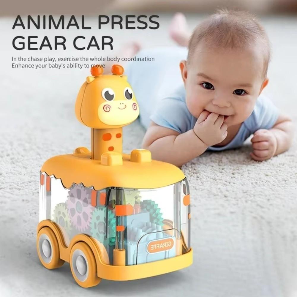 Push Gear Pull Back Car Light Up Inertial Car Durable Baby Animal Car Toys  Toddlers 1-3 Years