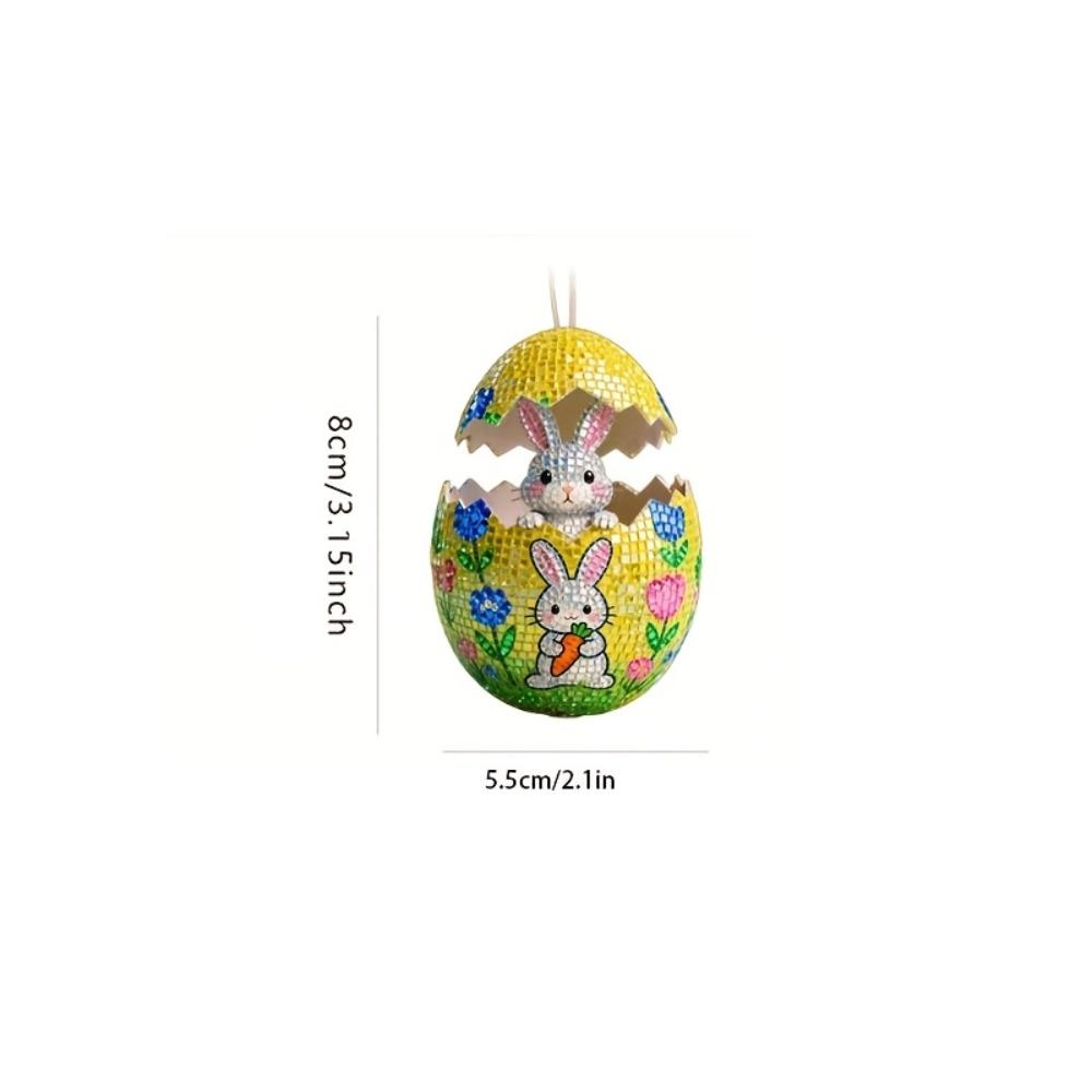 Creative 2D Easter Egg Decoration DIY Party Rabbit Easter Egg Pendant Cartoon Wooden Easter Hanging Ornaments Home Decor